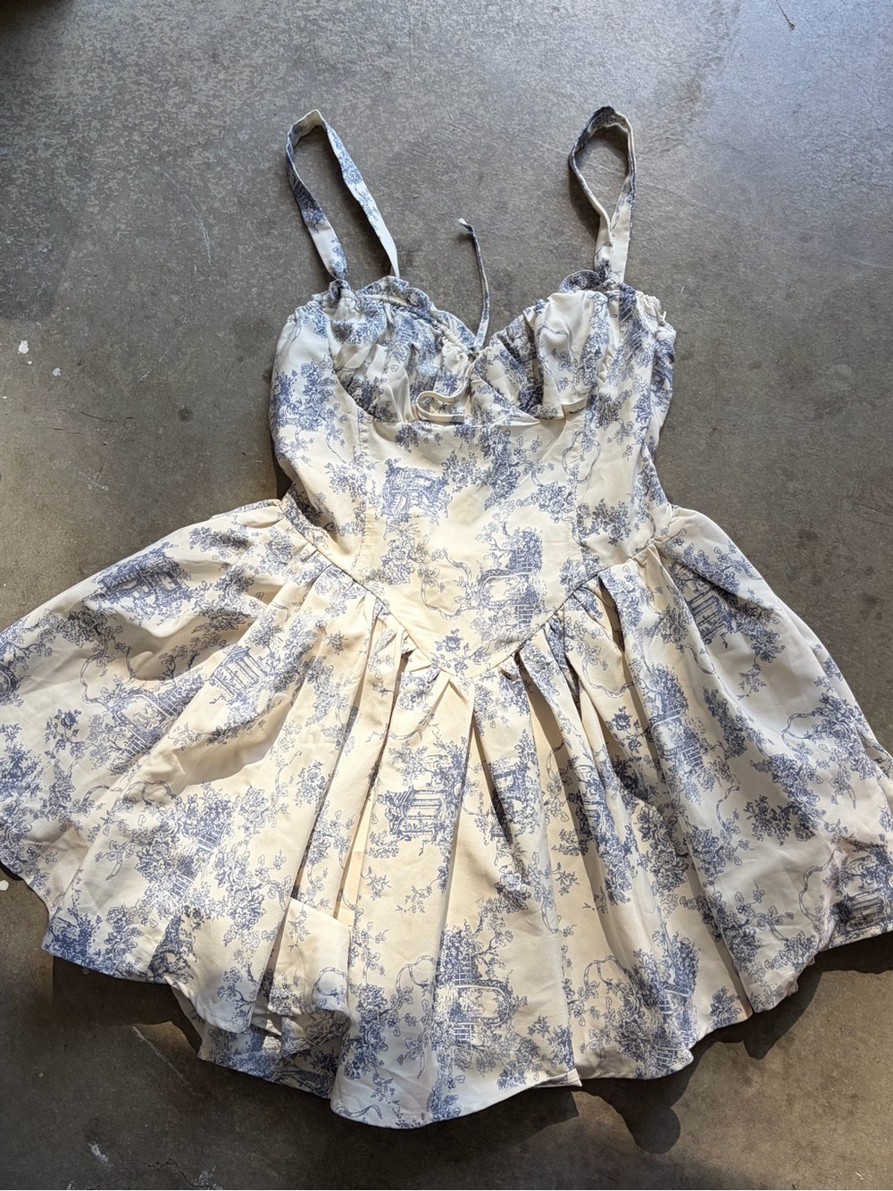 Preppy blue and cream sundress mini dress